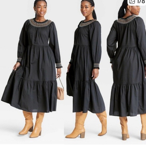 Universal Thread Charcoal Long Sleeve Dress - Picture 3 of 3